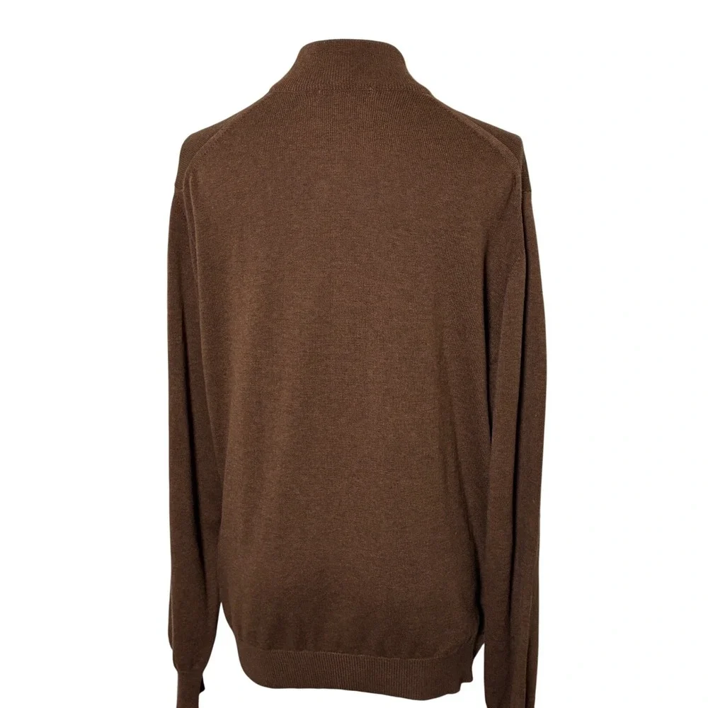 Southern Casanova Quarter Zip Sweater Brown Italian Cotton Knit Mens Large